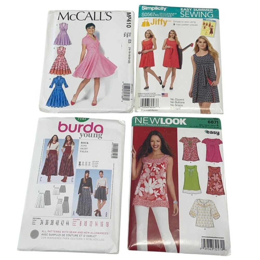 Burda‎ & McCalls Womens Sewing Pattern Bundle Dress Tops Sz 8-20